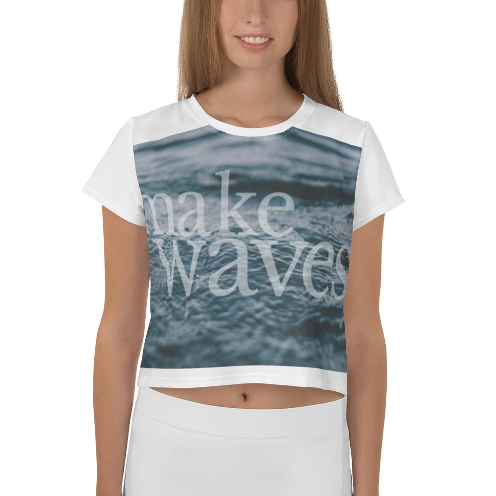 make Waves All-Over Print Crop Tee