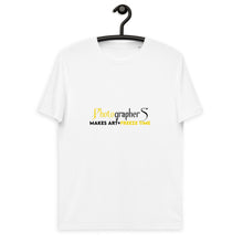 Load image into Gallery viewer, Photographer makes art +time freeze  Unisex organic cotton t-shirt
