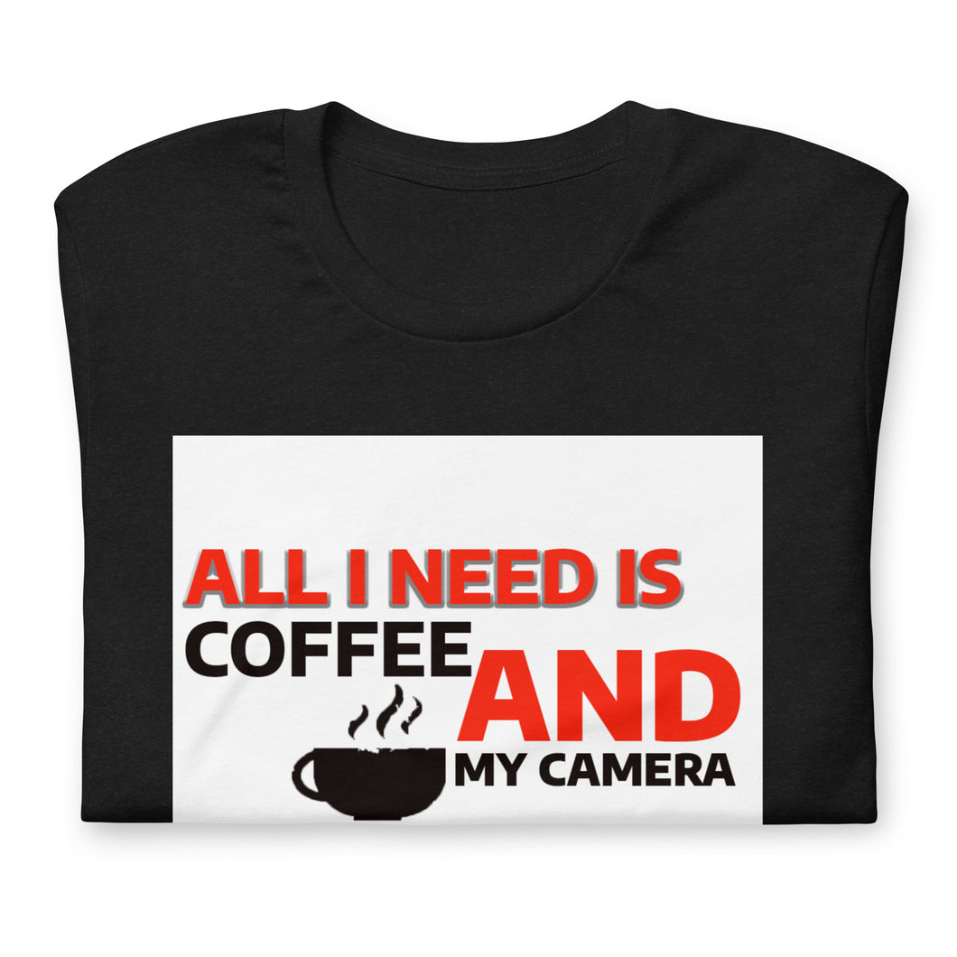 Coffee and my camera Unisex t-shirt